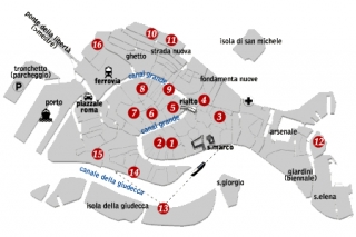 Mappe delle chiese di Venezia del circuito 'Chorus'
